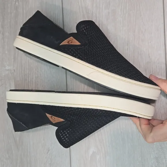 Olukai Women Pehuea Casual Black Slip-On Shoes Sz 8.5