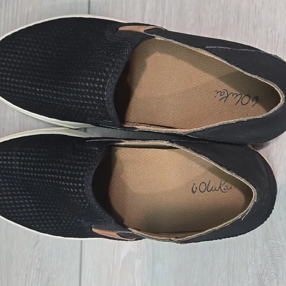 Olukai Women Pehuea Casual Black Slip-On Shoes Sz 8.5