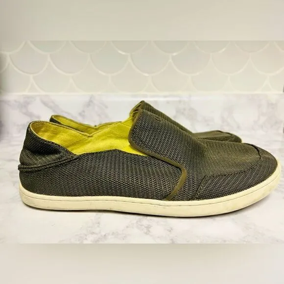 Olukai Mens Sz 9 M Hohea Mesh Slip On Shoes Brown Mesh Comfort Loafer