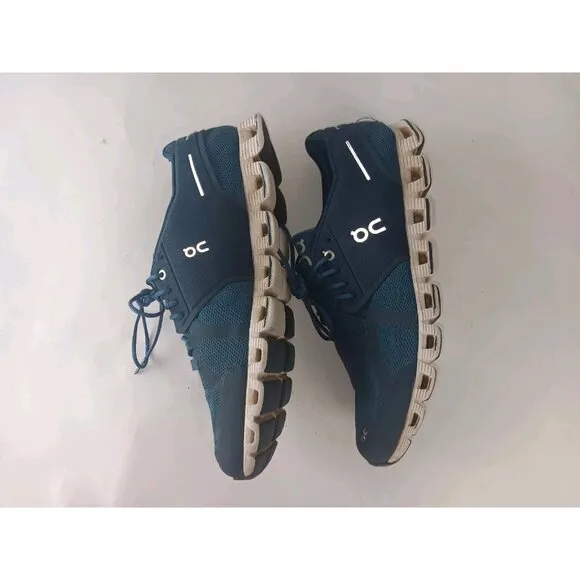 On Cloud Mens 12 Running Shoes Blue Cloud Slip On Elastic Laces Gym Train Run