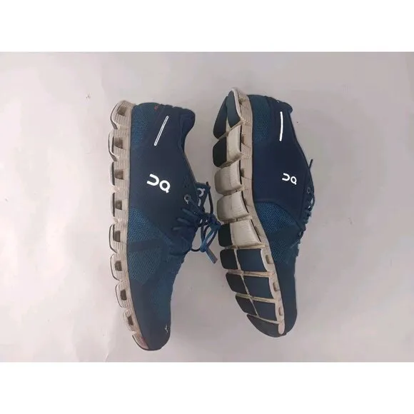 On Cloud Mens 12 Running Shoes Blue Cloud Slip On Elastic Laces Gym Train Run