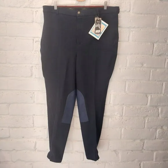 On Course Breeches Men 40 Long Blue Jodhpurs Knee Patch Horseback Cotton Natural