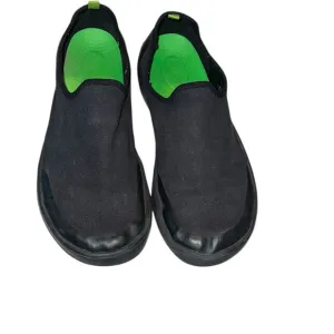 Oofos Black and Green Slip-On Shoes Size 9