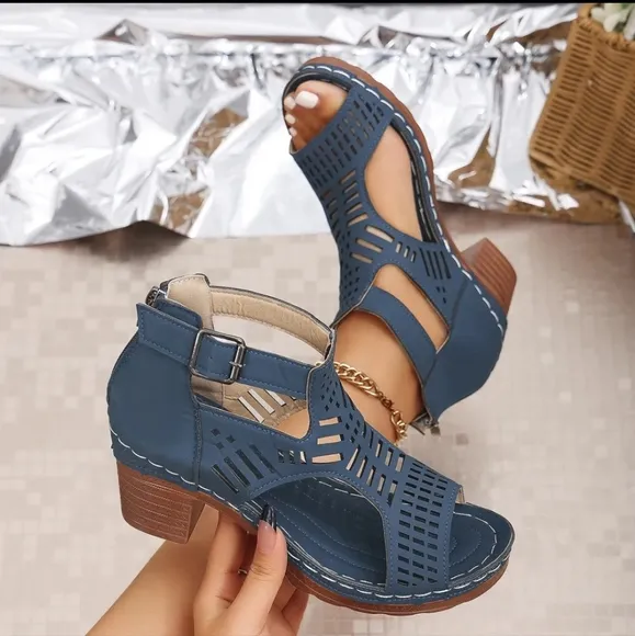 Open Toe Block Heel Sandals