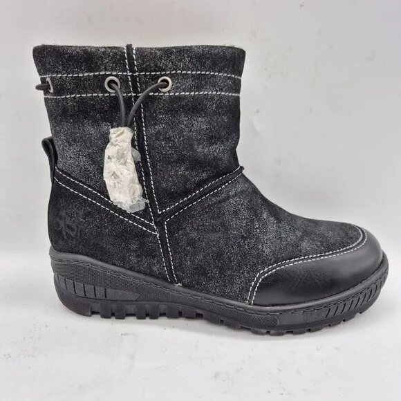 OTBT Women's Snow Boots Size 6 M Black Fanfare Reversible Spikes Leather Textil