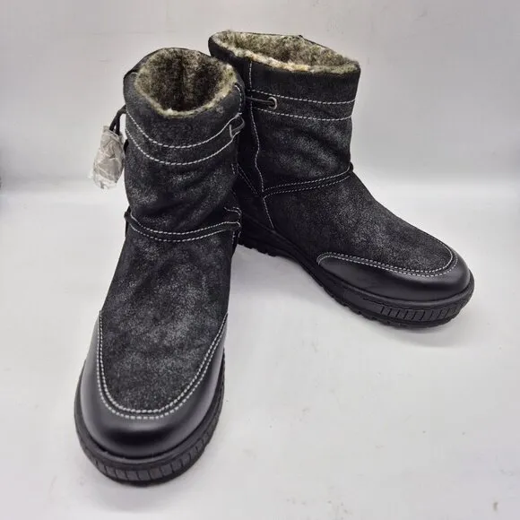 OTBT Women's Snow Boots Size 6 M Black Fanfare Reversible Spikes Leather Textil