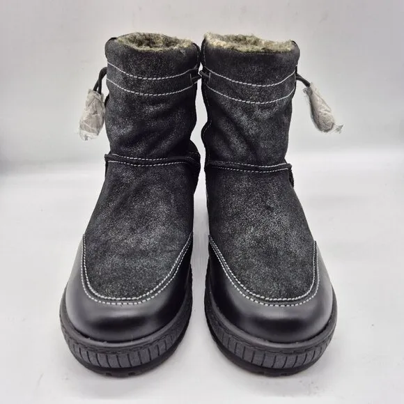 OTBT Women's Snow Boots Size 6 M Black Fanfare Reversible Spikes Leather Textil