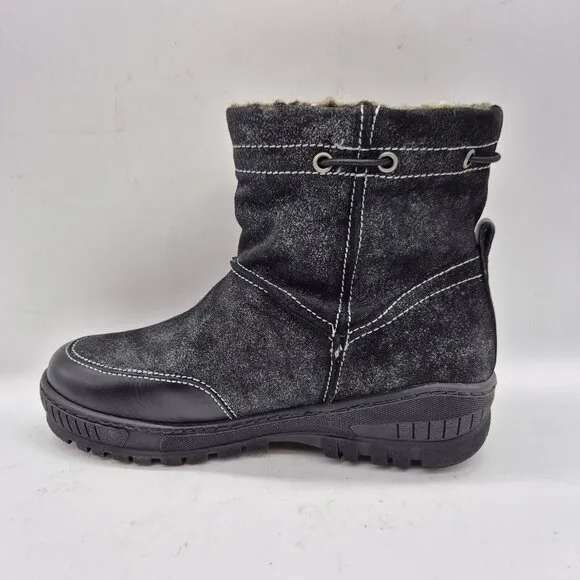 OTBT Women's Snow Boots Size 6 M Black Fanfare Reversible Spikes Leather Textil