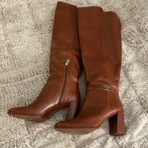 Over the knee 3.5” heeled boots brown cognac Antonio women’s Sz 9M ankle zipper