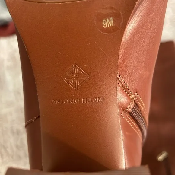 Over the knee 3.5” heeled boots brown cognac Antonio women’s Sz 9M ankle zipper