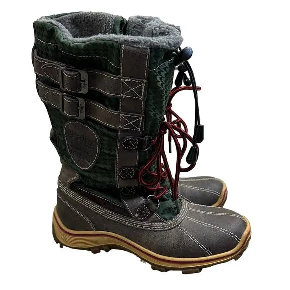 Pajar Adriana Winter Fleece Lined Green Snow Boots 7 7.5 EU 38