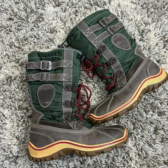 Pajar Adriana Winter Fleece Lined Green Snow Boots 7 7.5 EU 38