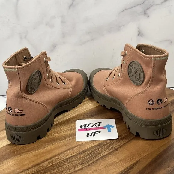 Palladium Pampa Hi Organic Rust Coral Canvas Women’s Sneaker Conbat Boots sz 9.5