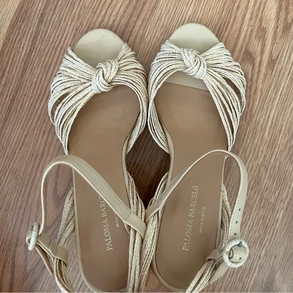 Paloma Barcelo woven Raffia Straw Strappy Sandal sz‎ 37