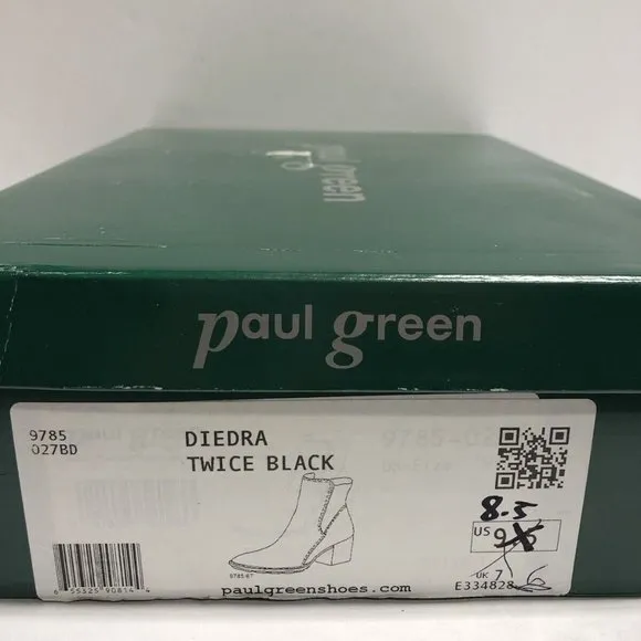 Paul Green Women’s Diedra, Black Zip Ankle Boots, Size US 8.5M, UK 6.