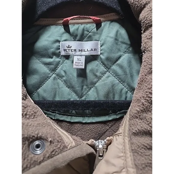 Peter Millar Golf Vest Mens XL Brown Essex Quilted Full Zip