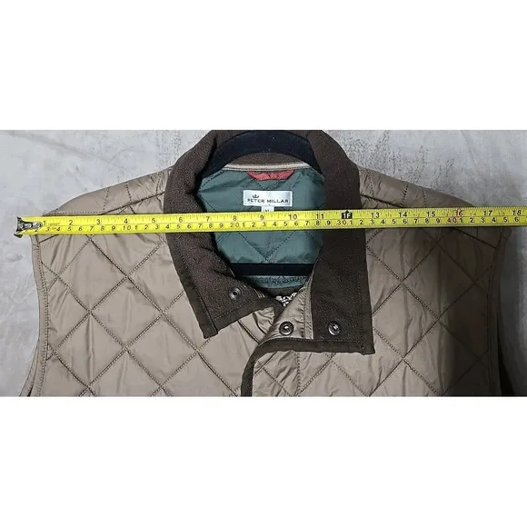 Peter Millar Golf Vest Mens XL Brown Essex Quilted Full Zip