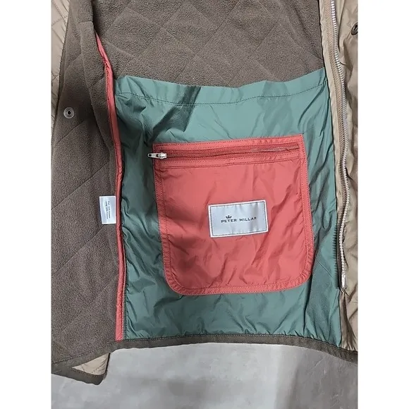 Peter Millar Golf Vest Mens XL Brown Essex Quilted Full Zip