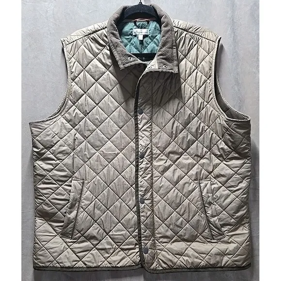 Peter Millar Golf Vest Mens XL Brown Essex Quilted Full Zip