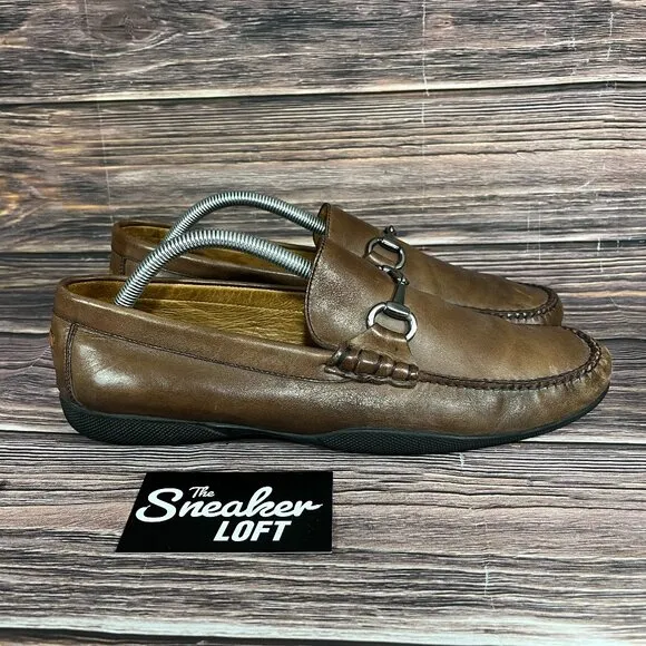 Peter Millar Men's Brown‎ Leather Horsebit Apron Casual Slip On Loafer Shoes