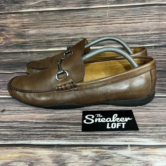 Peter Millar Men's Brown‎ Leather Horsebit Apron Casual Slip On Loafer Shoes