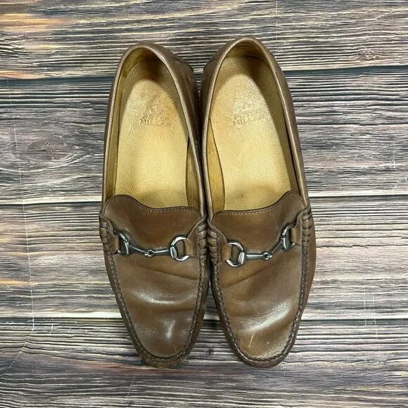 Peter Millar Men's Brown‎ Leather Horsebit Apron Casual Slip On Loafer Shoes
