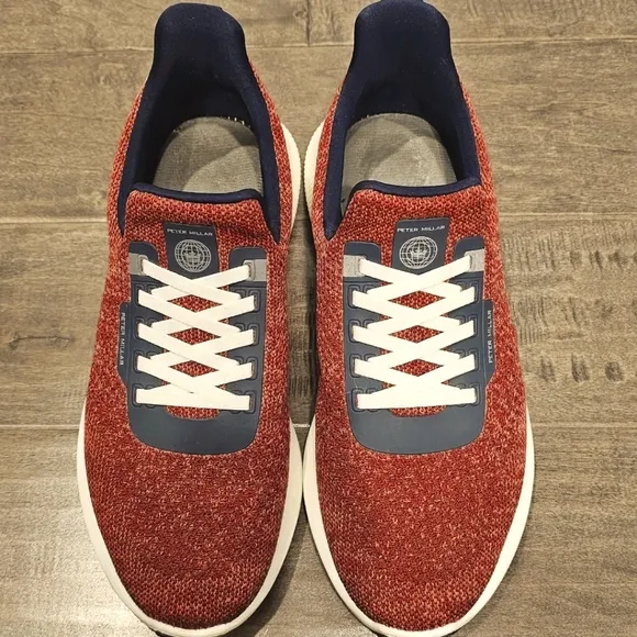 Peter Millar Men's   Hyperlight Apollo Slip-On Red Sneakers Sz 9.5