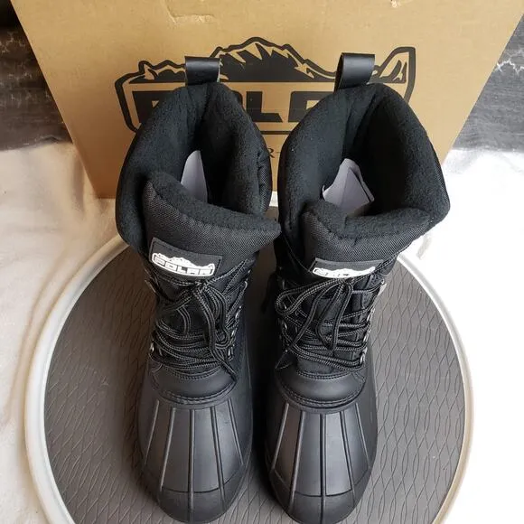 POLAR Winter Snow Boots Men 9 Black Waterproof Duck Nylon Tall Outdoor Rugged