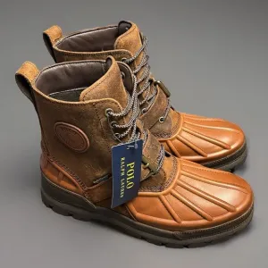 Polo Ralph Lauren Men's Oslo High Leather Duck Boots Size 11 D Brown Leather NEW