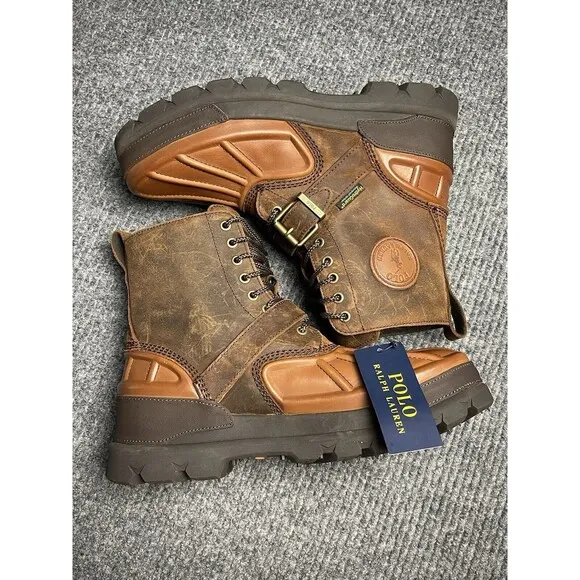Polo Ralph Lauren Men's Oslo High Leather Duck Boots Size 11 D Brown Leather NEW