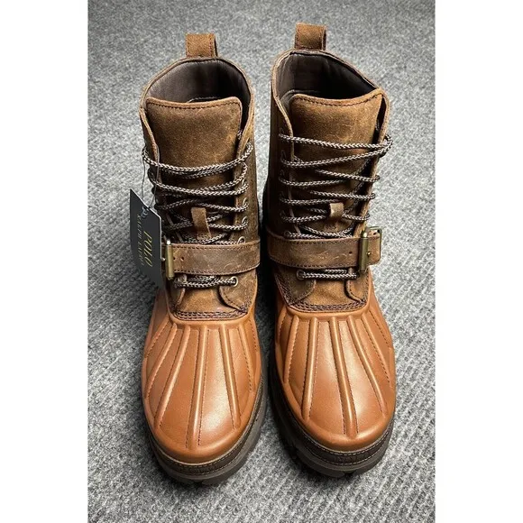 Polo Ralph Lauren Men's Oslo High Leather Duck Boots Size 11 D Brown Leather NEW