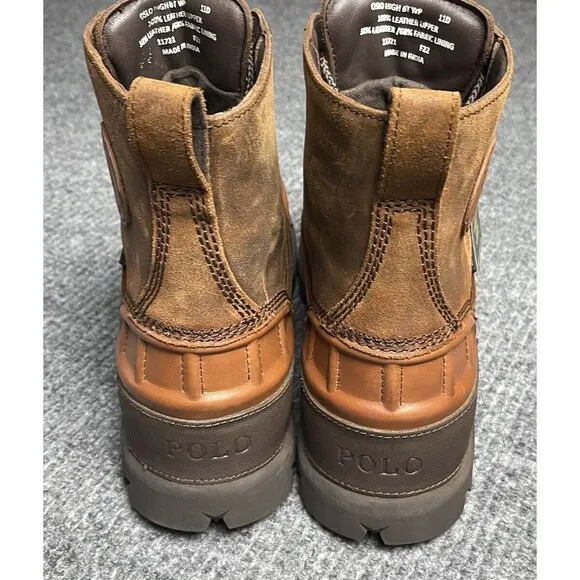 Polo Ralph Lauren Men's Oslo High Leather Duck Boots Size 11 D Brown Leather NEW