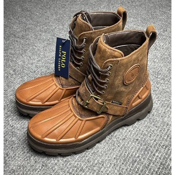 Polo Ralph Lauren Men's Oslo High Leather Duck Boots Size 11 D Brown Leather NEW