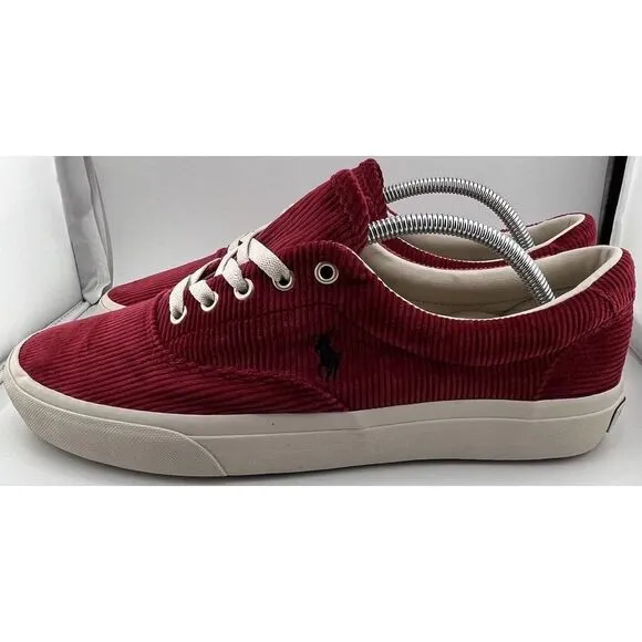 Polo Ralph Lauren Shoes Sneakers‎ Corduroy Lace Keaton Mens Size 10.5 Red