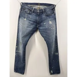 Polo Ralph Lauren The Sullivan Slim Distressed Paint Stained Blue Jeans 34x32