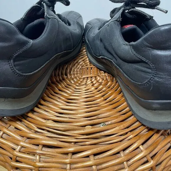 Prada Shoes Black Metal Sneakers Suede Leather Rare Women's Shoes Size 7 Us 37