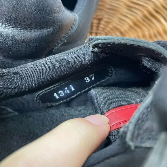 Prada Shoes Black Metal Sneakers Suede Leather Rare Women's Shoes Size 7 Us 37