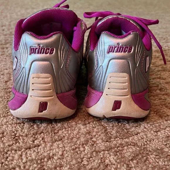 Prince Women’s 6 1/2 T22 Pink Silver White Non Marking Tennis Pickleball Shoes