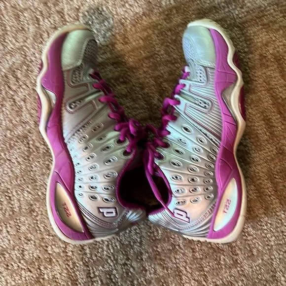Prince Women’s 6 1/2 T22 Pink Silver White Non Marking Tennis Pickleball Shoes