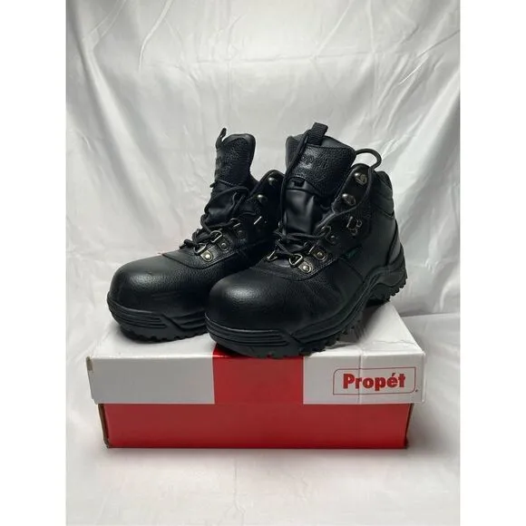 Propet Mens Shield Walker 6 Inch Waterproof Safety Shoes Black Sz 7