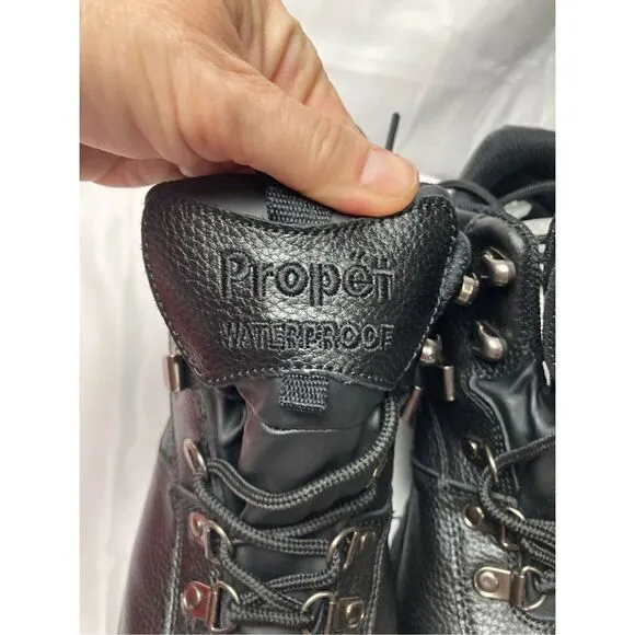 Propet Mens Shield Walker 6 Inch Waterproof Safety Shoes Black Sz 7