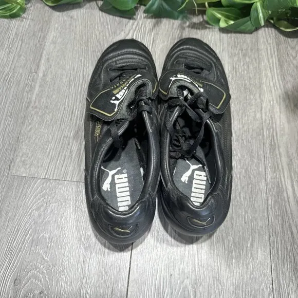 Puma King Classic VINTAGE Soccer Boots Cleats Mens Sz 5.5 /Women 7 Black Leather