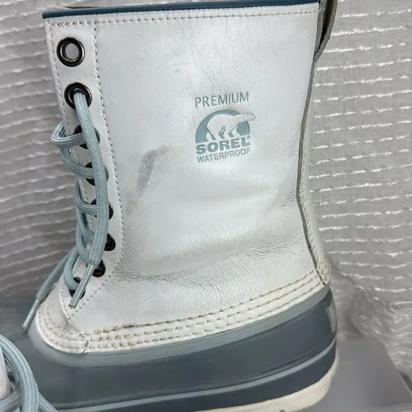 (R2) SOREL 1964 MEN'S PREMIUM T WATERPROOF LEATHER SNOW BOOTS, SIZE 8