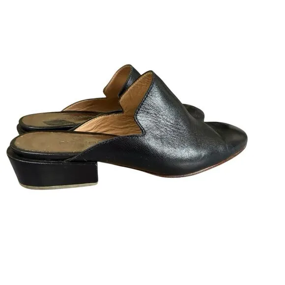 Rachel Comey Brie Black Leather Mules Women’s Size 6 Block Heel Slip On