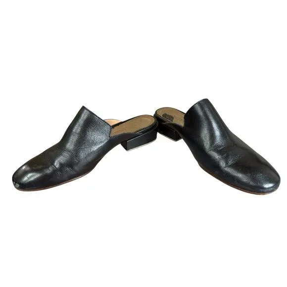 Rachel Comey Brie Black Leather Mules Women’s Size 6 Block Heel Slip On