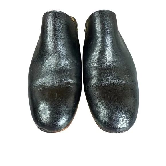 Rachel Comey Brie Black Leather Mules Women’s Size 6 Block Heel Slip On