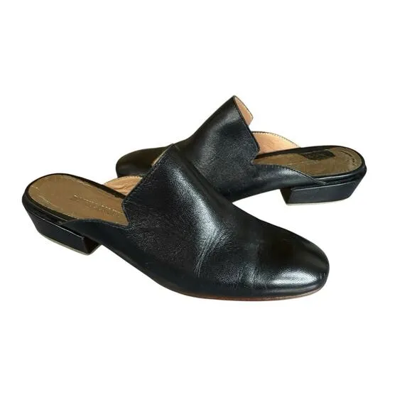 Rachel Comey Brie Black Leather Mules Women’s Size 6 Block Heel Slip On