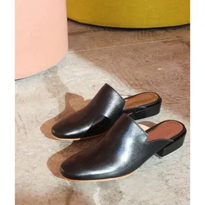 Rachel Comey Brie Black Leather Mules Women’s Size 6 Block Heel Slip On
