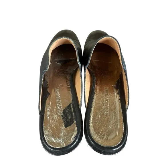Rachel Comey Brie Black Leather Mules Women’s Size 6 Block Heel Slip On