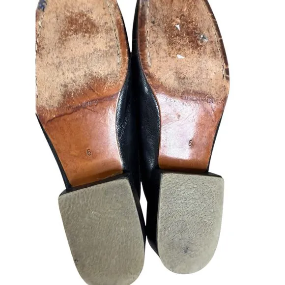 Rachel Comey Brie Black Leather Mules Women’s Size 6 Block Heel Slip On